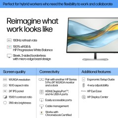 HP Series 5 Pro 24" WUXGA Monitor - Exceptional Clarity & Performance (9D9A7AA)